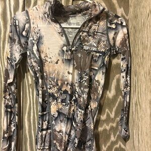 SKRE Women's Camouflage Merino Wool Quarter 1/4 Zip